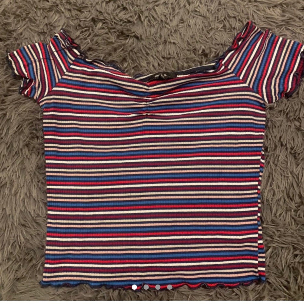 Stripped Off the Shoulder Top